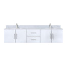 Lexora Geneva 80" W x 22" D Glossy White Double Bath Vanity and Marble Top with Faucet Set