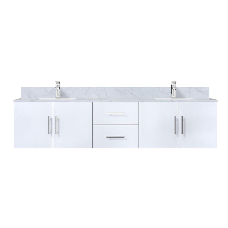 Lexora Geneva 80" W x 22" D Glossy White Double Bath Vanity and Marble Top with Faucet Set