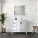 Lexora Jacques 36" W x 22" D Offset White Single Bath Vanity with Marble Top, and Faucet Set