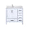 Lexora Jacques 36" W x 22" D Offset White Single Bath Vanity with Marble Top, and Faucet Set