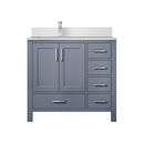 Lexora Jacques 36" W x 22" D Offset Dark Grey Single Bath Vanity with Marble Top, and Faucet Set