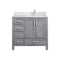 Lexora Jacques 36" W x 22" D Offset Distressed Grey Single Bath Vanity with Marble Top, and Faucet Set