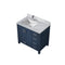 Lexora Jacques 36" W x 22" D Offset Navy Blue Single Bath Vanity with Marble Top, and Faucet Set