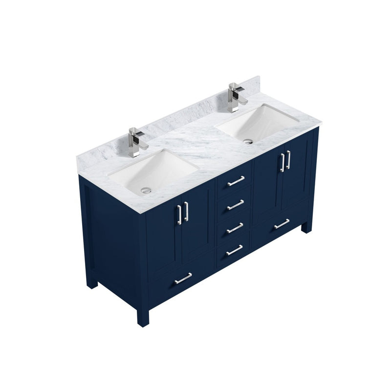 Lexora Jacques 60" W x 22" D Double Bath Vanity with Marble Top and Faucet Set