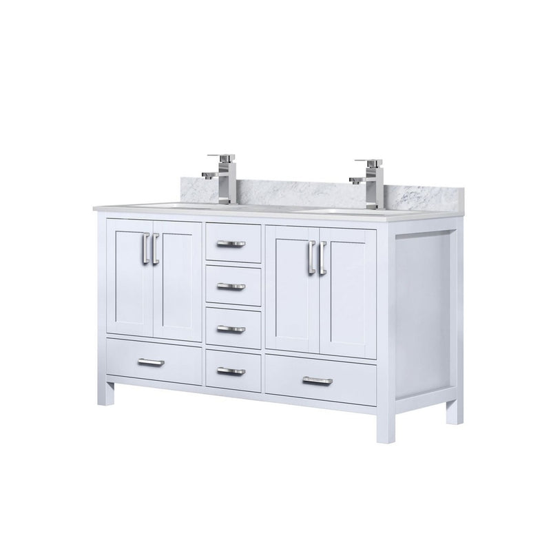 Lexora Jacques 60" W x 22" D Double Bath Vanity with Marble Top and Faucet Set