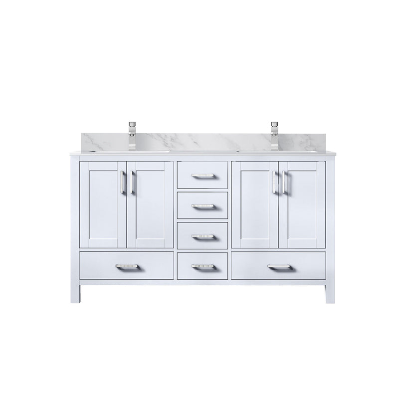 Lexora Jacques 60" W x 22" D Double Bath Vanity with Marble Top and Faucet Set