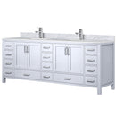 Lexora Jacques 84" W x 22" D White Double Bath Vanity with Marble Top and Faucet Set