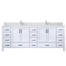 Lexora Jacques 84" W x 22" D White Double Bath Vanity with Marble Top and Faucet Set