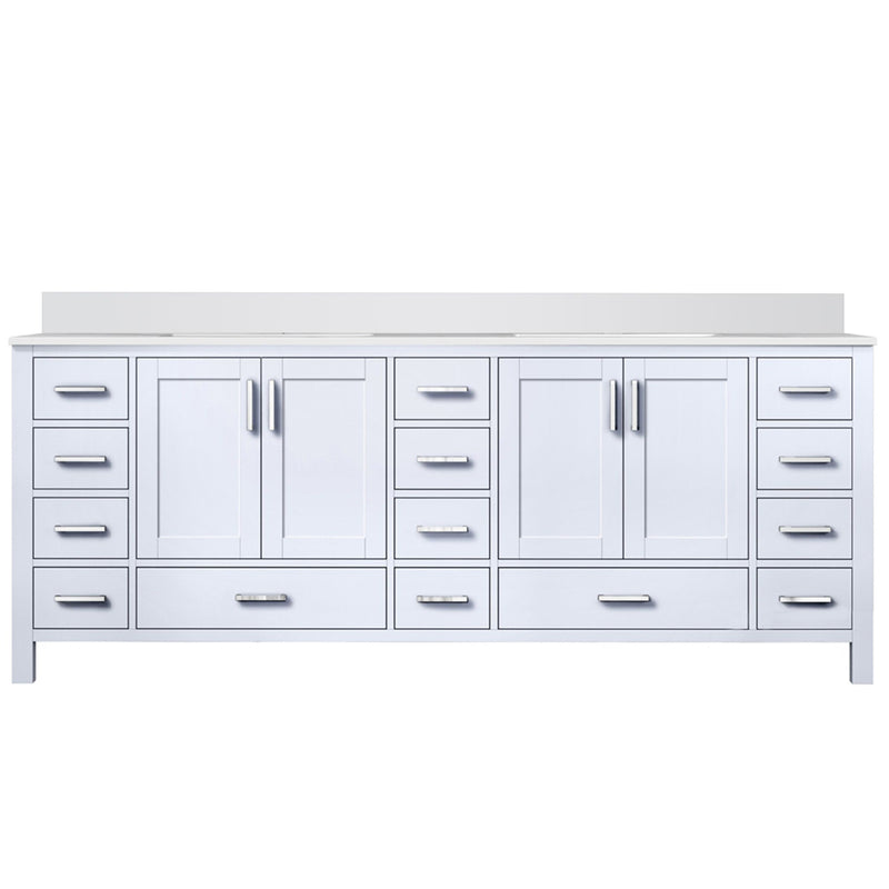 Lexora Jacques 84" W x 22" D White Double Bath Vanity and Marble Top