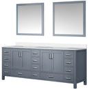 Lexora Jacques 84" W x 22" D Dark Grey Double Bath Vanity with Marble Top and 34" Mirrors