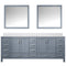 Lexora Jacques 84" W x 22" D Dark Grey Double Bath Vanity with Marble Top and 34" Mirrors