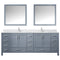 Lexora Jacques 84" W x 22" D Dark Grey Double Bath Vanity Marble Top with Faucet Set and 34" Mirrors