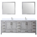 Lexora Jacques 84" W x 22" D Distressed Grey Double Bath Vanity Marble Top with Faucet Set and 34" Mirrors