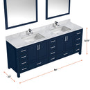 Lexora Jacques 84" W x 22" D Navy Blue Double Bath Vanity with Marble Top and Faucet Set