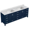 Lexora Jacques 84" W x 22" D Navy Blue Double Bath Vanity and Marble Top