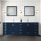 Lexora Jacques 84" W x 22" D Navy Blue Double Bath Vanity with Marble Top and 34" Mirrors