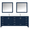 Lexora Jacques 84" W x 22" D Navy Blue Double Bath Vanity Marble Top with Faucet Set and 34" Mirrors