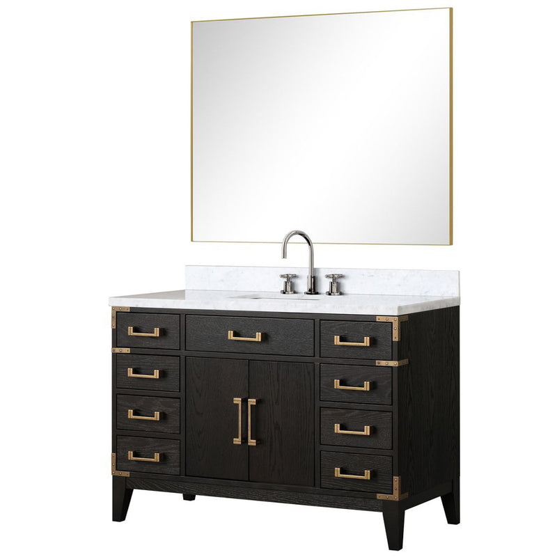 Lexora Laurel 48" W x 22" D Single Bath Vanity Carrara Marble Top with Faucet Set and 46" Mirror