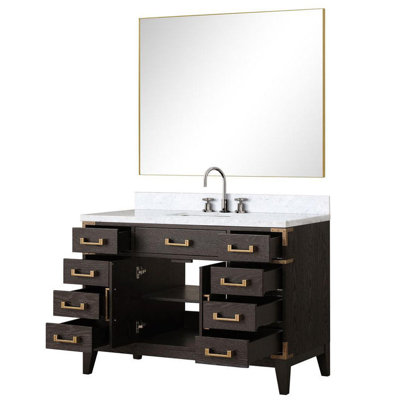 Lexora Laurel 48" W x 22" D Single Bath Vanity Carrara Marble Top with Faucet Set and 46" Mirror