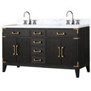 Lexora Laurel 60" W x 22" D Double Bath Vanity Carrara Marble Top and Faucet Set