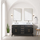 Lexora Laurel 60" W x 22" D Double Bath Vanity Carrara Marble Top with Faucet Set and 28" Mirrors