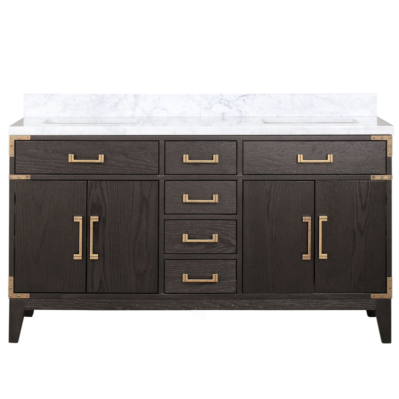 Lexora Laurel 60" W x 22" D Double Bath Vanity and Carrara Marble Top