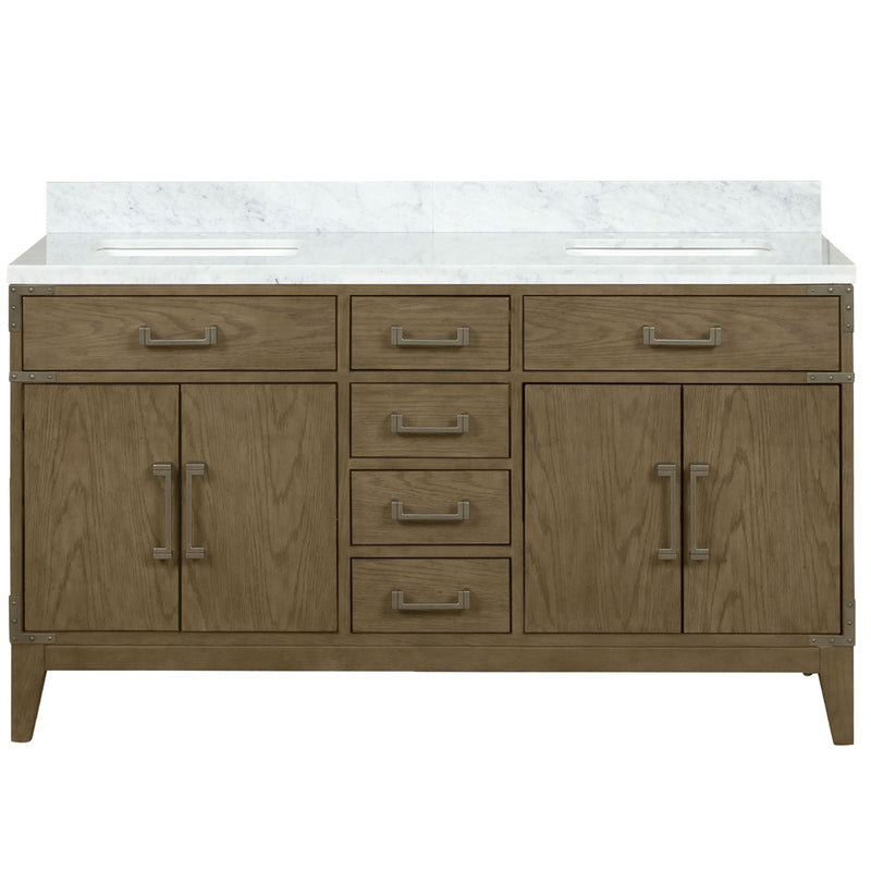 Lexora Laurel 60" W x 22" D Double Bath Vanity and Carrara Marble Top