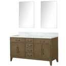 Lexora Laurel 60" W x 22" D Double Bath Vanity Carrara Marble Top and 28" Mirrors