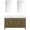 Lexora Laurel 60" W x 22" D Double Bath Vanity Carrara Marble Top and 28" Mirrors