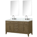 Lexora Laurel 60" W x 22" D Double Bath Vanity Carrara Marble Top with Faucet Set and 28" Mirrors