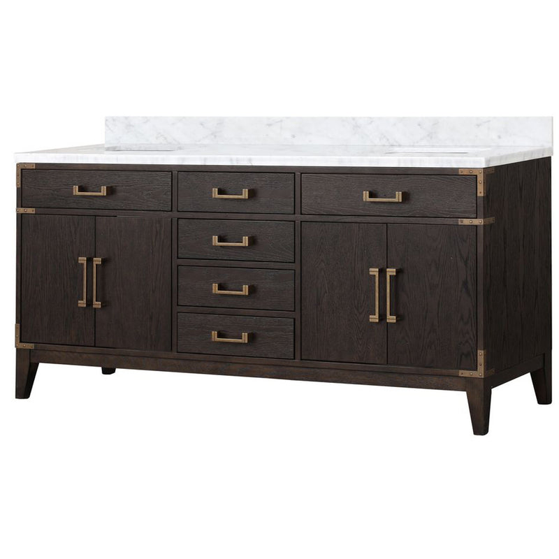 Lexora Laurel 72" W x 22" D Double Bath Vanity and Carrara Marble Top