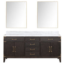 Lexora Laurel 72" W x 22" D Double Bath Vanity Carrara Marble Top and 34" Mirrors