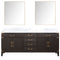 Lexora Laurel 80 " W x 22 " D Black Oak Double Bath Vanity Carrara Marble Top and 36 " Mirrors