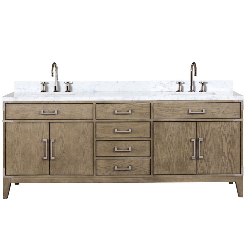 Lexora Laurel 80" W x 22" D Double Bath Vanity Carrara Marble Top and Faucet Set