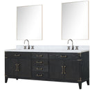 Lexora Laurel 84" W x 22" D Double Bath Vanity Carrara Marble Top with Faucet Set and 36" Mirrors