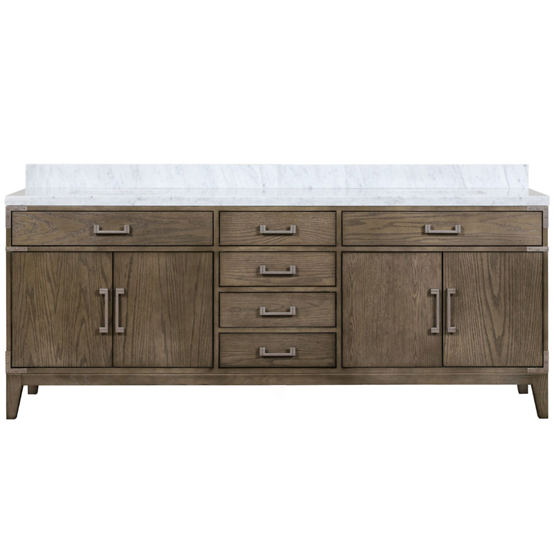 Lexora Laurel 84" W x 22" D Double Bath Vanity and Carrara Marble Top