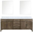 Lexora Laurel 84" W x 22" D Double Bath Vanity Carrara Marble Top and 36" Mirrors