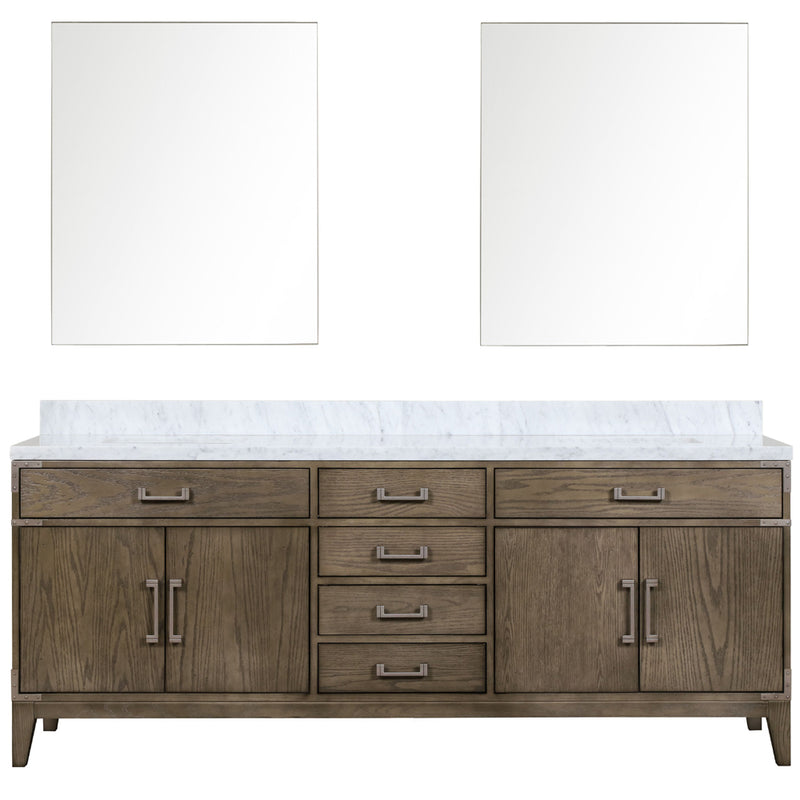 Lexora Laurel 84" W x 22" D Double Bath Vanity Carrara Marble Top and 36" Mirrors