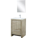 Lexora Lafarre 24" W x 20" D Rustic Acacia Bath Vanity Cultured Marble Top with Faucet Set and 18" Mirror