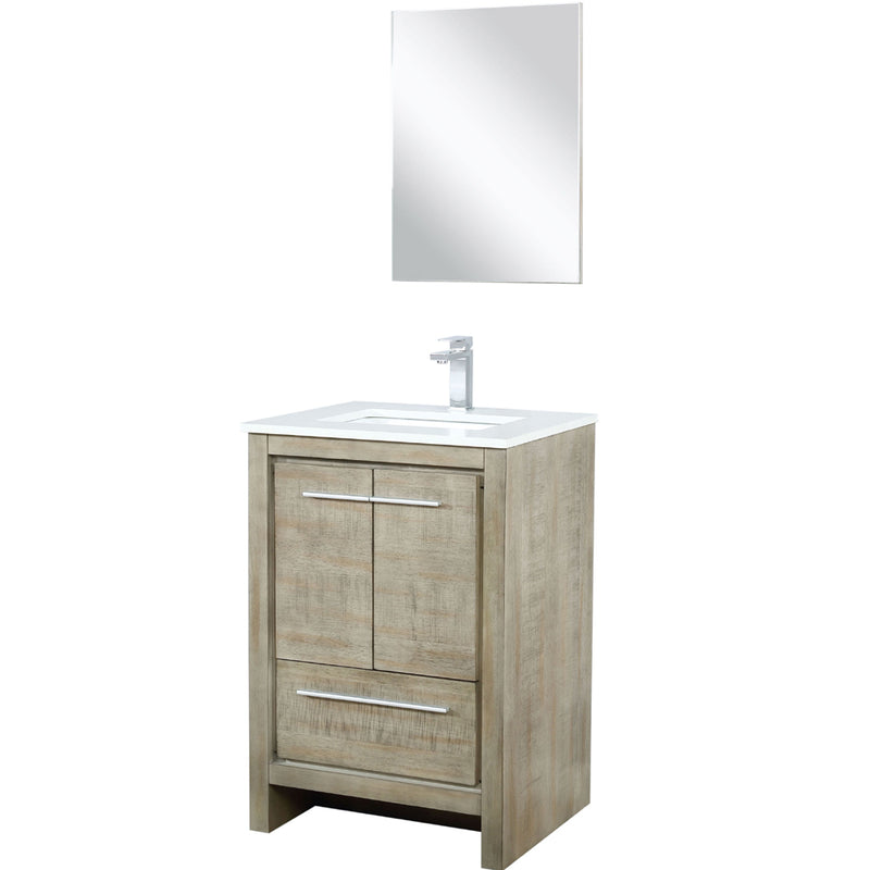 Lexora Lafarre 24" W x 20" D Rustic Acacia Bath Vanity Cultured Marble Top with Faucet Set and 18" Mirror