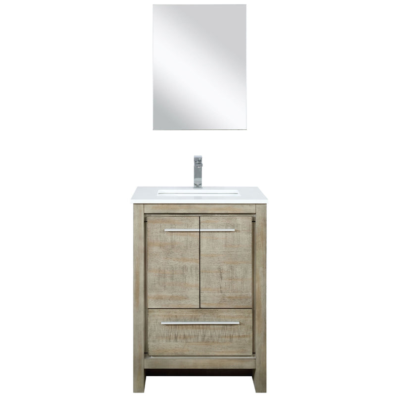 Lexora Lafarre 24" W x 20" D Rustic Acacia Bath Vanity Cultured Marble Top with Faucet Set and 18" Mirror