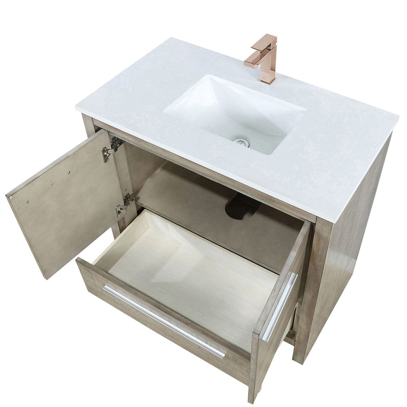 Lexora Lafarre 36" W x 20" D Rustic Acacia Bath Vanity Cultured Marble Top and Faucet Set