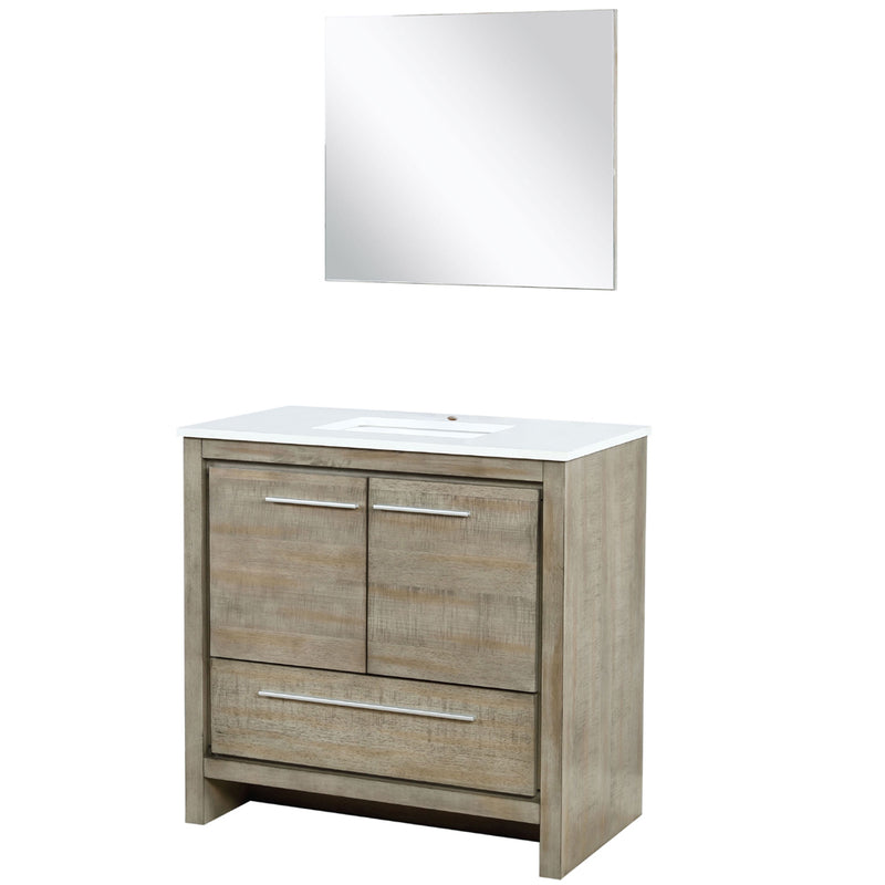 Lexora Lafarre 36" W x 20" D Rustic Acacia Bath Vanity Marble Top and 28" Mirror