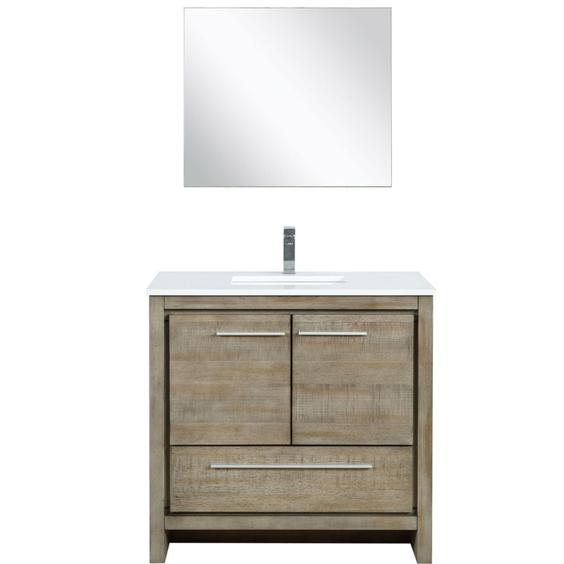 Lexora Lafarre 36" W x 20" D Rustic Acacia Bath Vanity Cultured Marble Top with Faucet Set and 28" Mirror