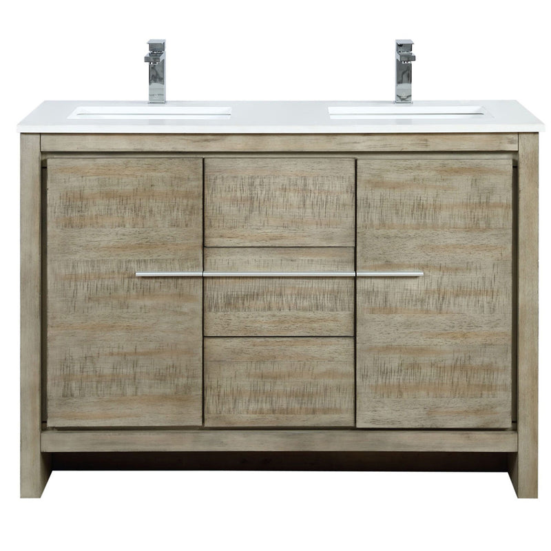 Lexora Lafarre 48" W x 20" D Rustic Acacia Double Bath Vanity Cultured Marble Top with Faucet Set