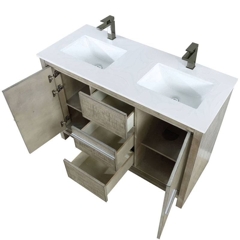 Lexora Lafarre 48" W x 20" D Rustic Acacia Double Bath Vanity Cultured Marble Top with Faucet Set