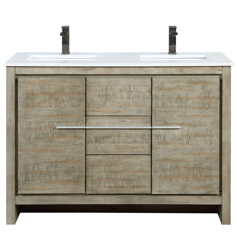 Lexora Lafarre 48" W x 20" D Rustic Acacia Double Bath Vanity Cultured Marble Top with Faucet Set