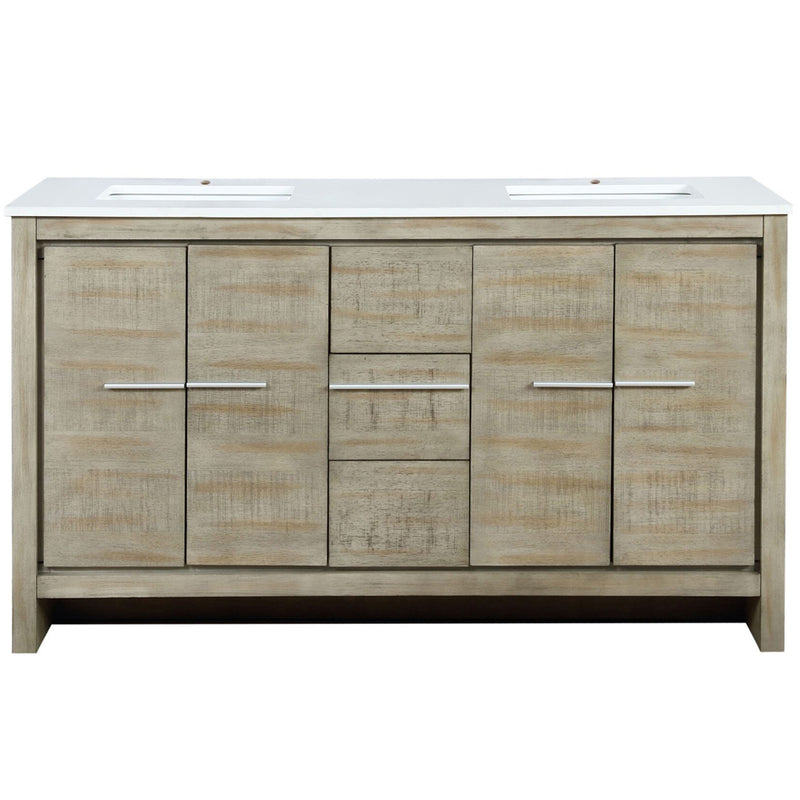 Lexora Lafarre 60" W x 20" D Rustic Acacia Double Bath Vanity and Marble Top