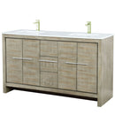 Lexora Lafarre 60" W x 20" D Rustic Acacia Double Bath Vanity Cultured Marble Top and Faucet Set