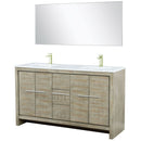 Lexora Lafarre 60" W x 20" D Rustic Acacia Double Bath Vanity Cultured Marble Top with Faucet Set and 55" Mirror